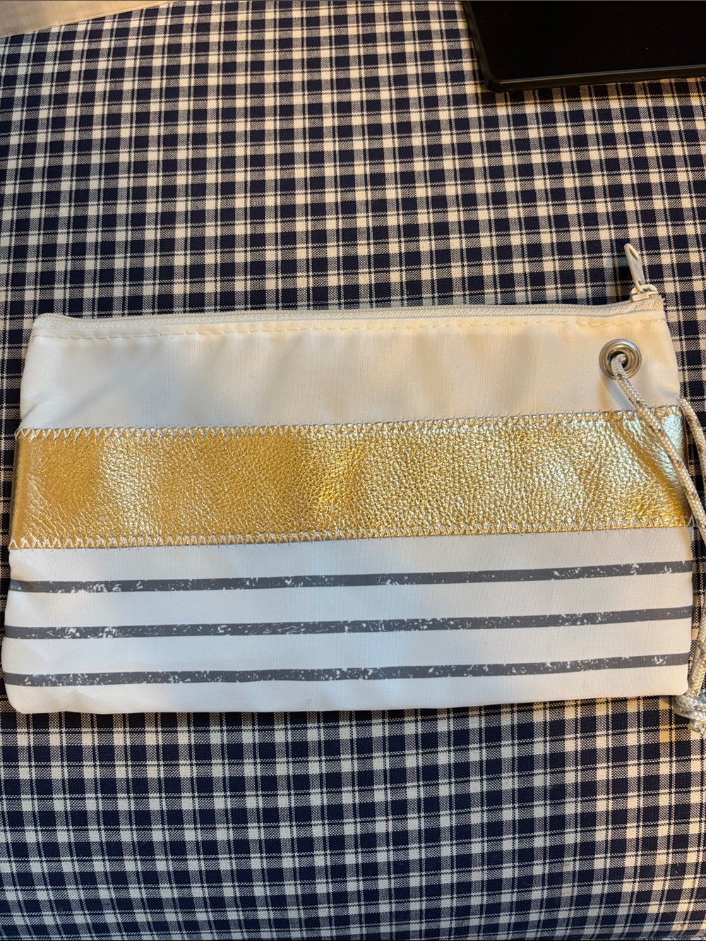 Seabag large grey mariner striped wristlet